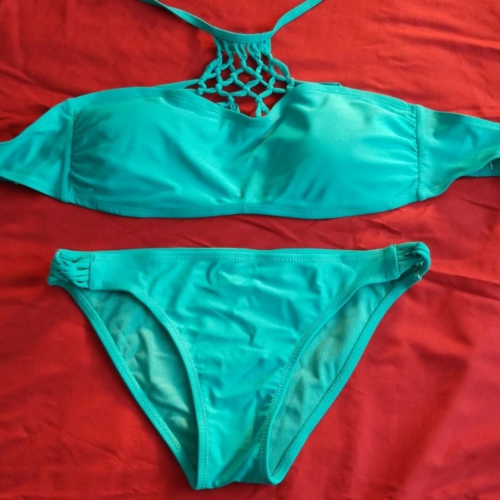 Turquoise halter bathing suit
